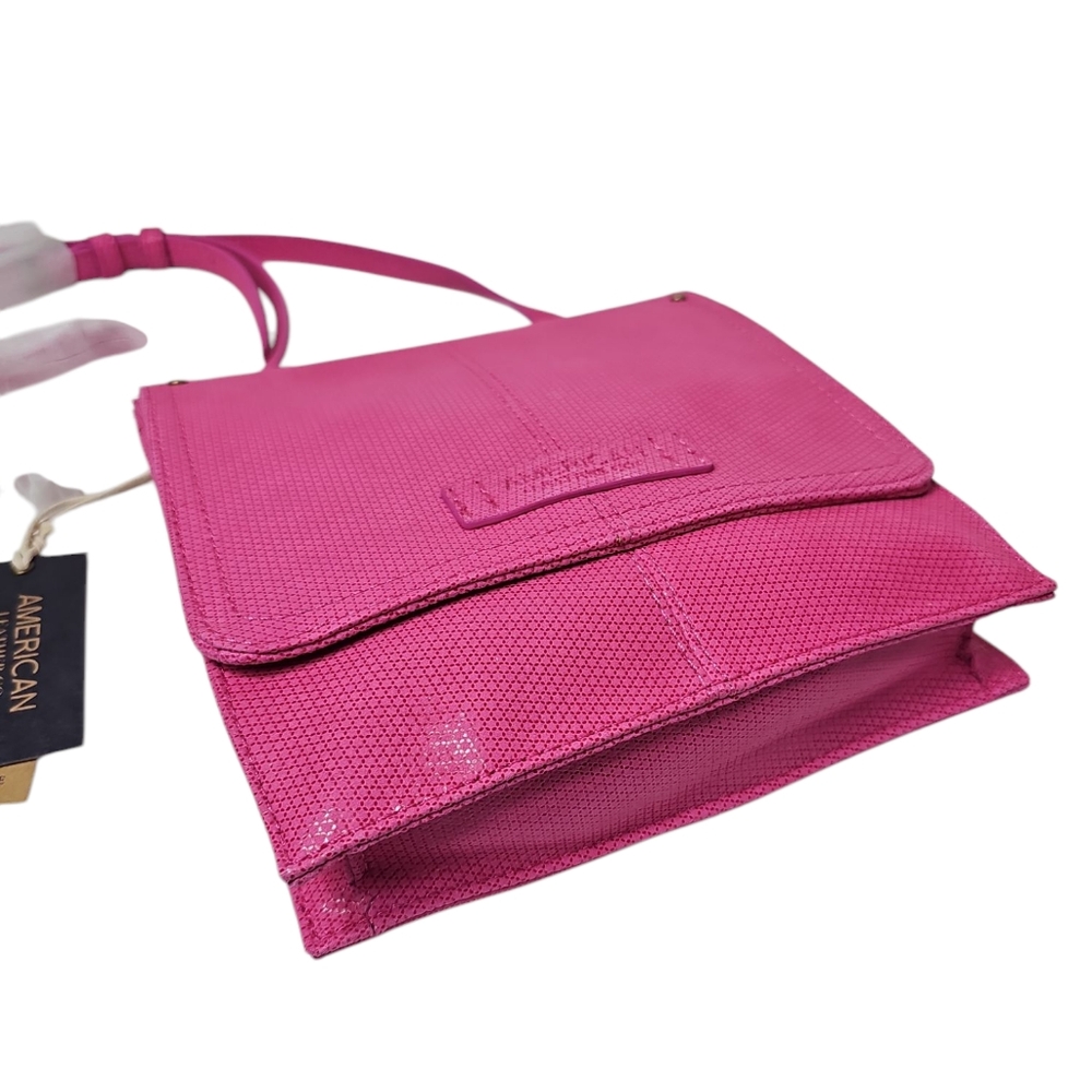 American Leather Co. Pink Leather Book Flap Crossbody - Picture 4 of 11